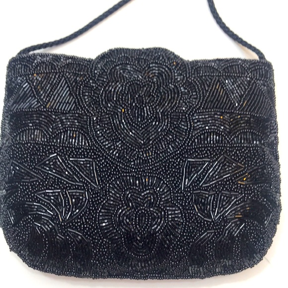 Vintage black beaded purse, EVC - Picture 2 of 6